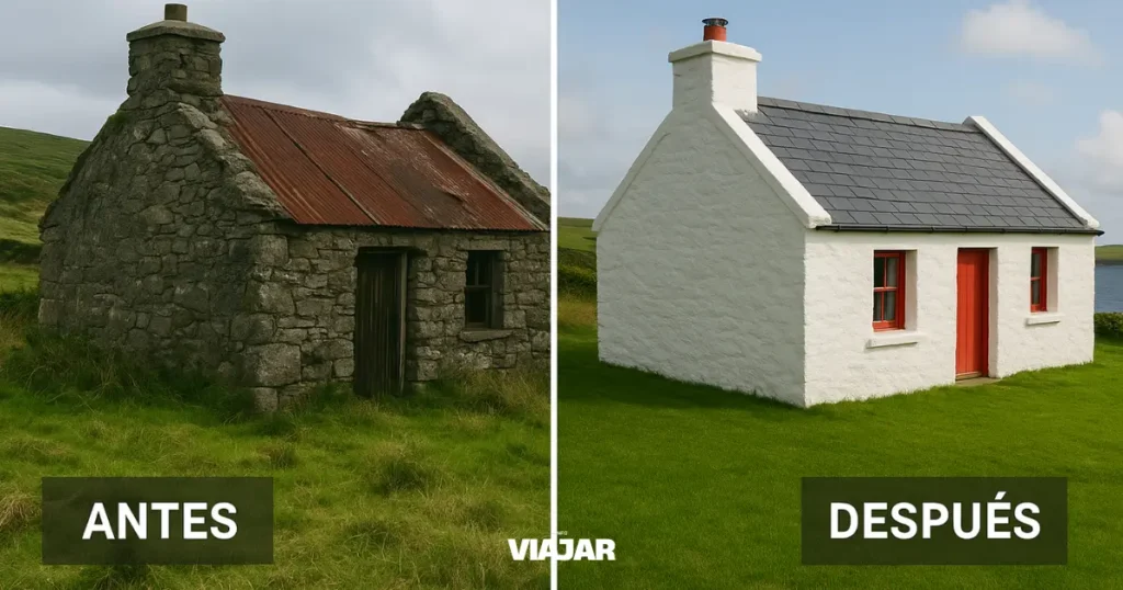 Casa tradicional irlandesa antes y después de una rehabilitación