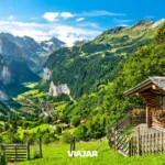 Vistas de un pueblo de montaña en Suiza